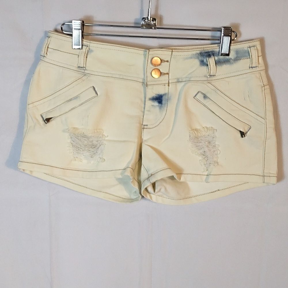 Distressed Bleached Denim Women's Low Rise Shorts